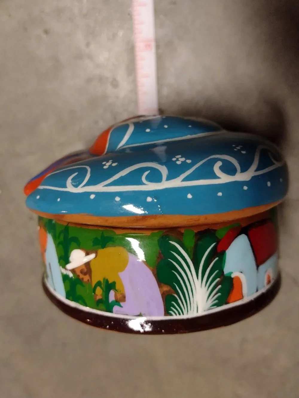 NWT Trinket Jewelry Box from Mexico in Hand Painted Bright Bold Colors